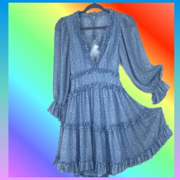 Ruffled Mini Dress with Plunging Neckline and Opened Back - Picture 6 of 8